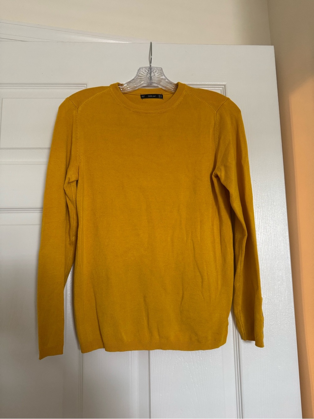 Zara Mustard Yellow Crewneck Knit Sweater